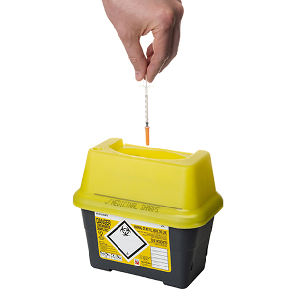 Sharpsafe® 2 Litre Yellow Lid Recycled Polymer Container