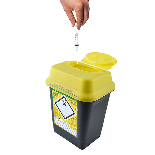 Sharpsafe® 5 Litre Yellow Lid Recycled Polymer Container